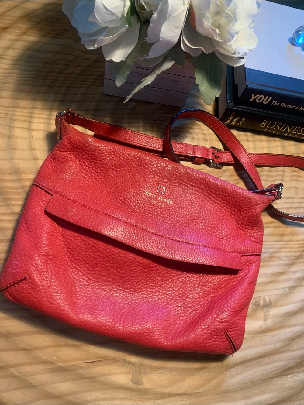 Kate Spade Red Pebbled Leather Crossbody Bag
